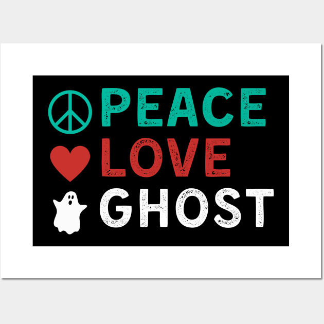 Peace Love Ghost Funny Halloween Wall Art by deafcrafts